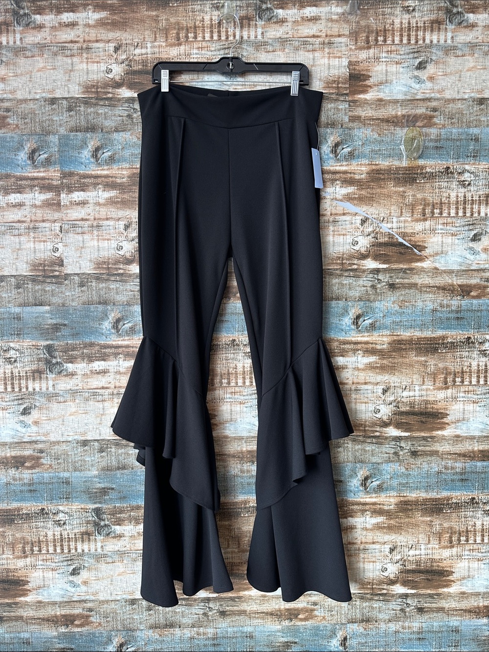 Lucky & Blessed Black Ruffle Flare Pants